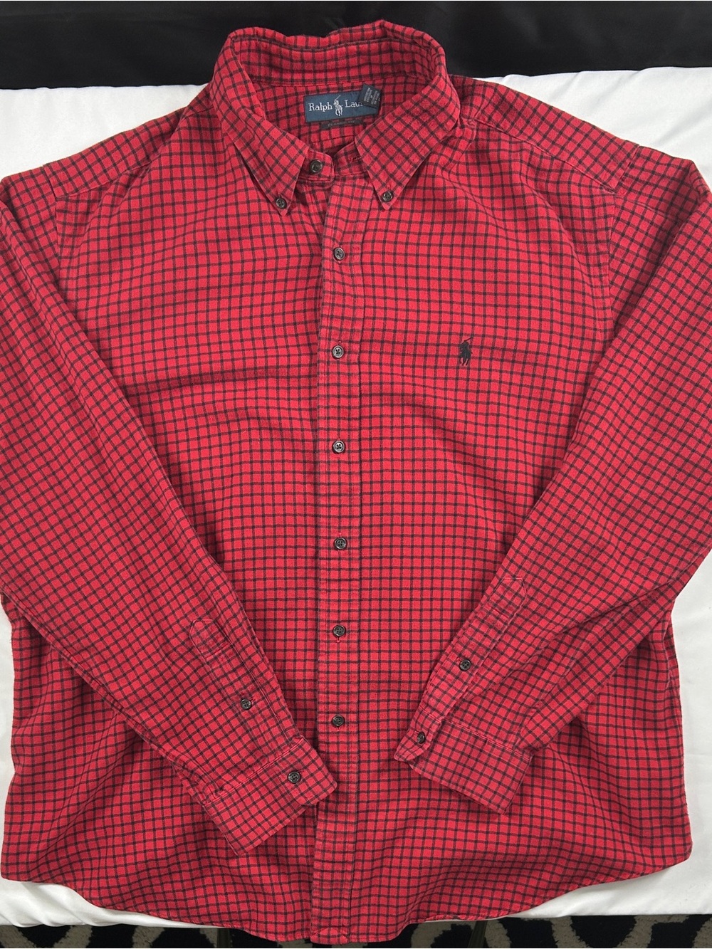 Polo Ralph Lauren Mens XXL Red Black Plaid Classic Fit Cotton Shirt